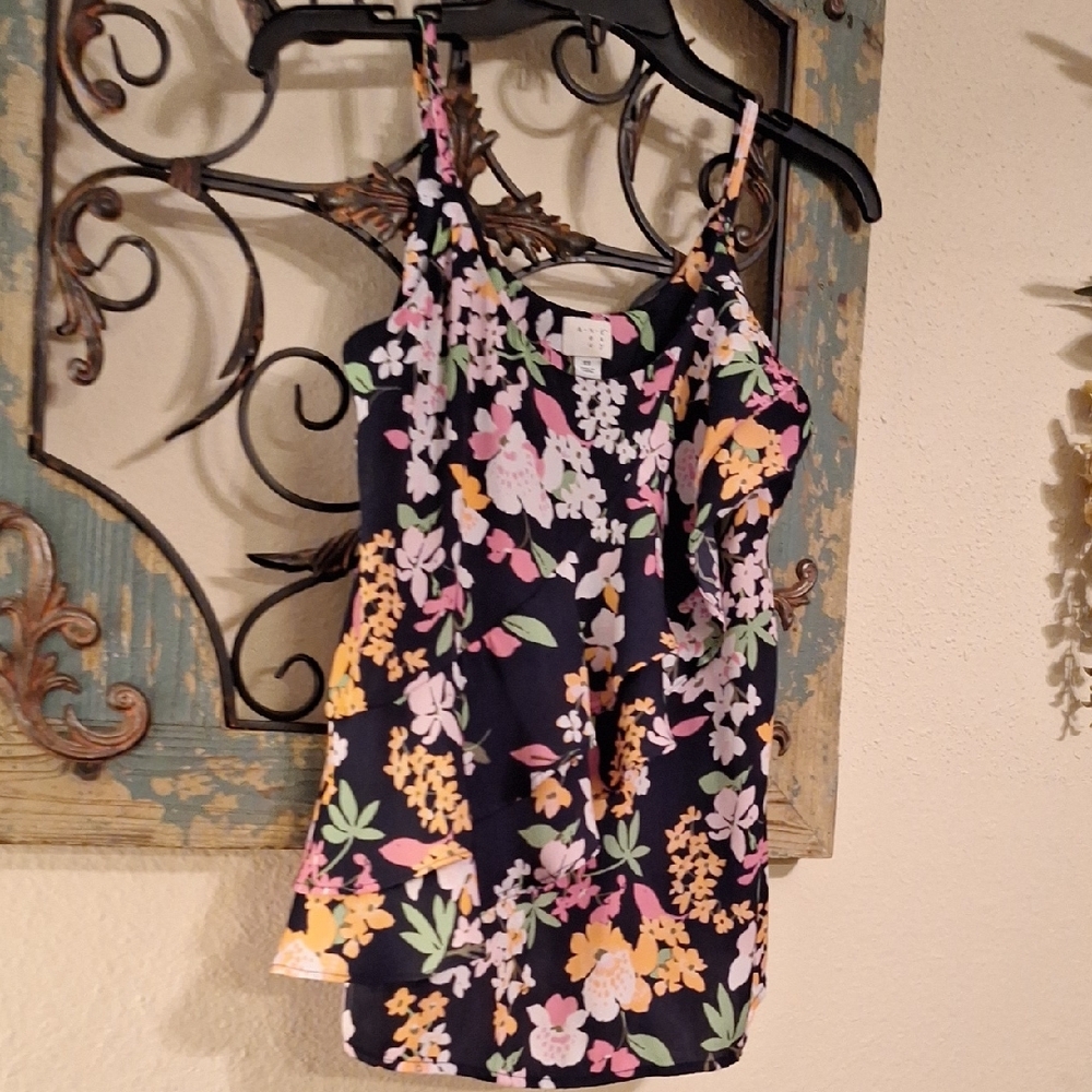 Floral Tank Top - Black, Pink, Yellow, Green. NWOT Size XS - Picture 3 of 8